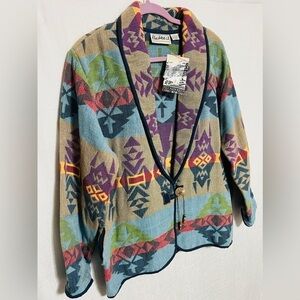 NWT Flashback| western boho Aztec printed multi-colored‎ shacket womens large